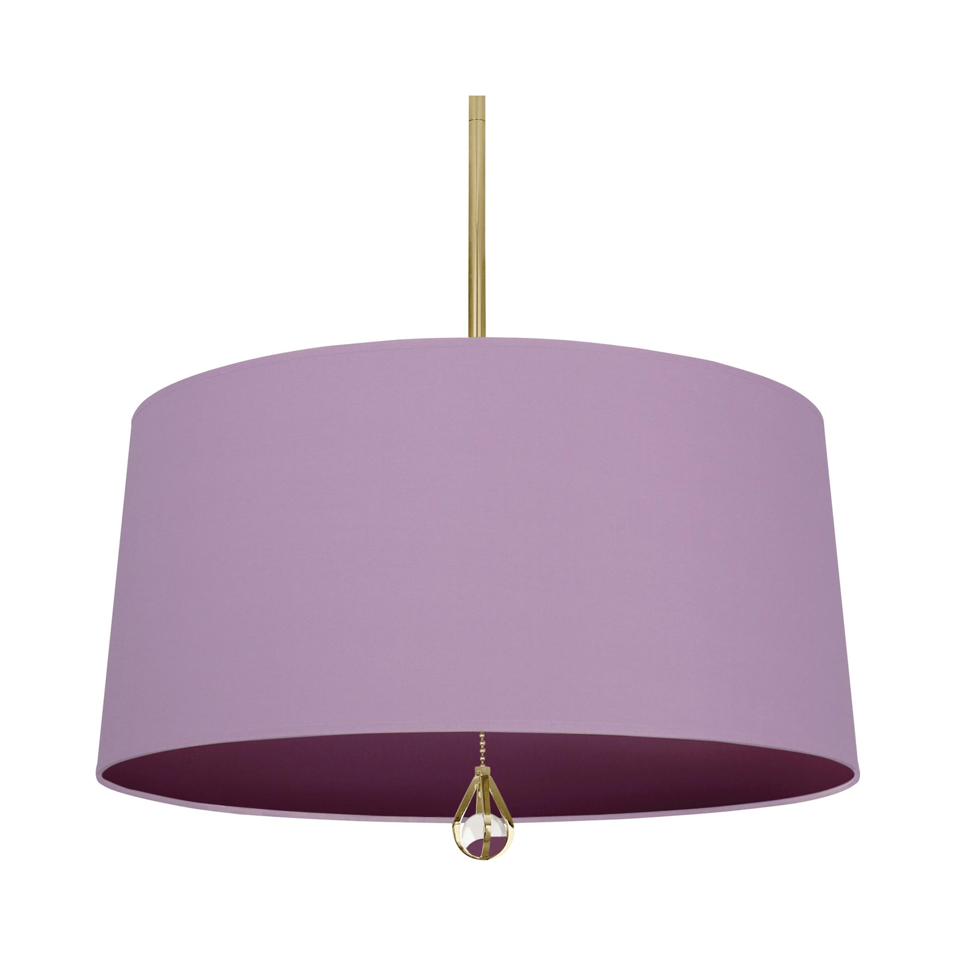 Williamsburg Custis Pendant Light in Modern Brass/Ludwell Lilac/Greenhow Grape Lining.