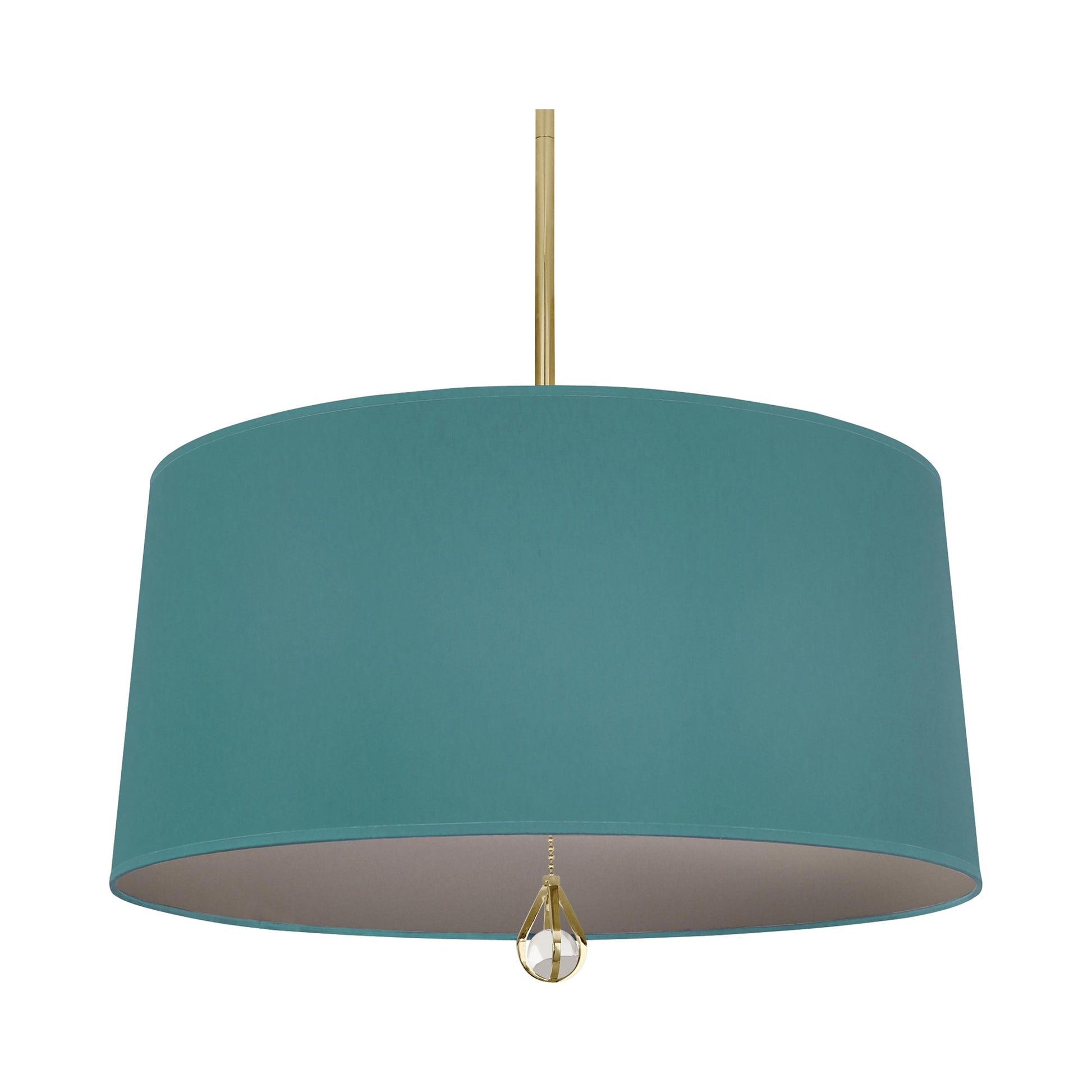 Williamsburg Custis Pendant Light in Modern Brass/Mayo Teal/Carter Gray Lining.