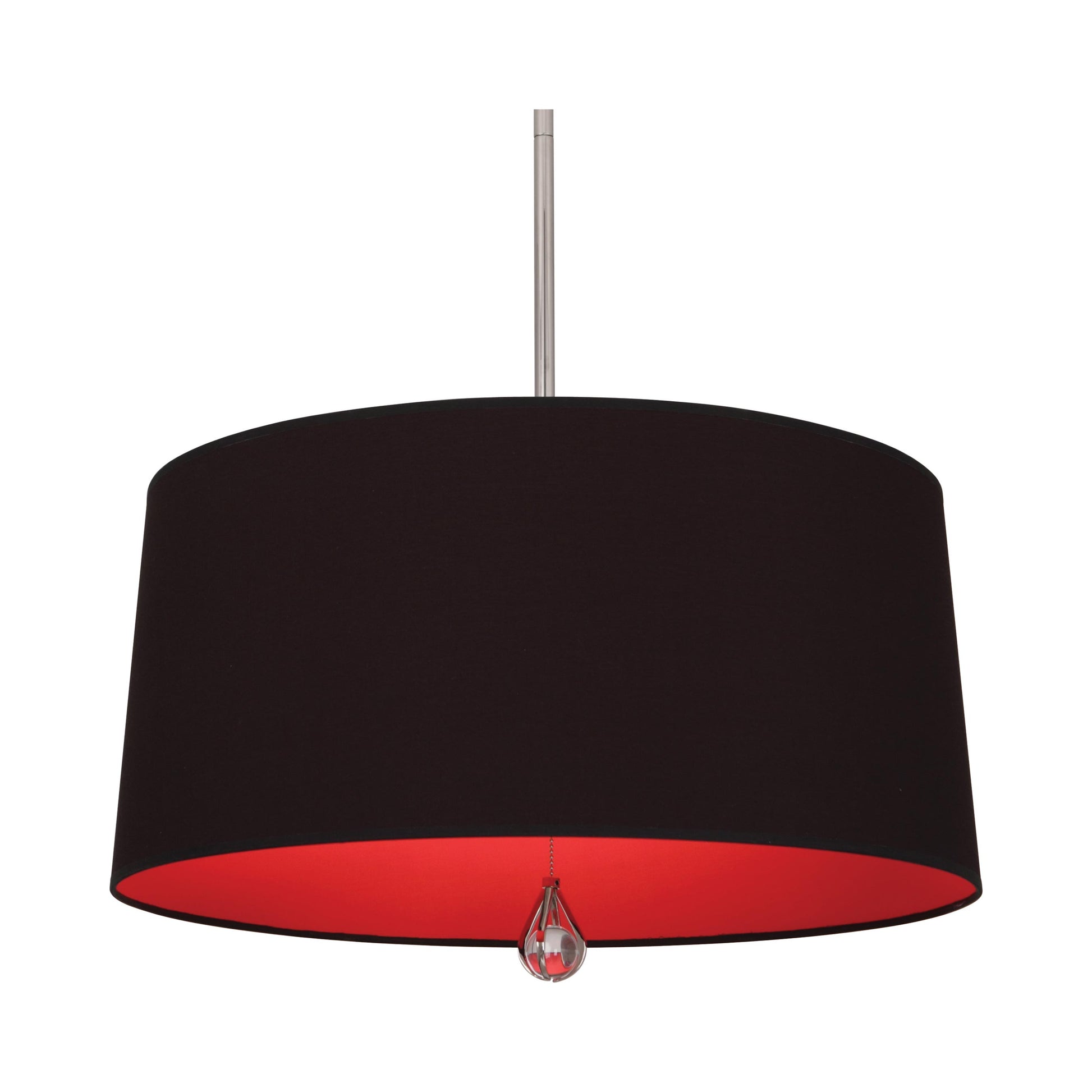 Williamsburg Custis Pendant Light in Polished Nickel/Blacksmith Black/Richmond Red Lining.