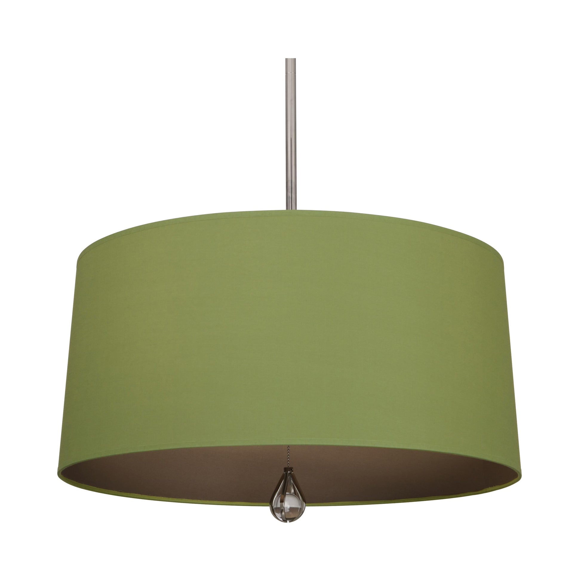 Williamsburg Custis Pendant Light in Polished Nickel/Parrot Green/Revolutionary Storm Lining.