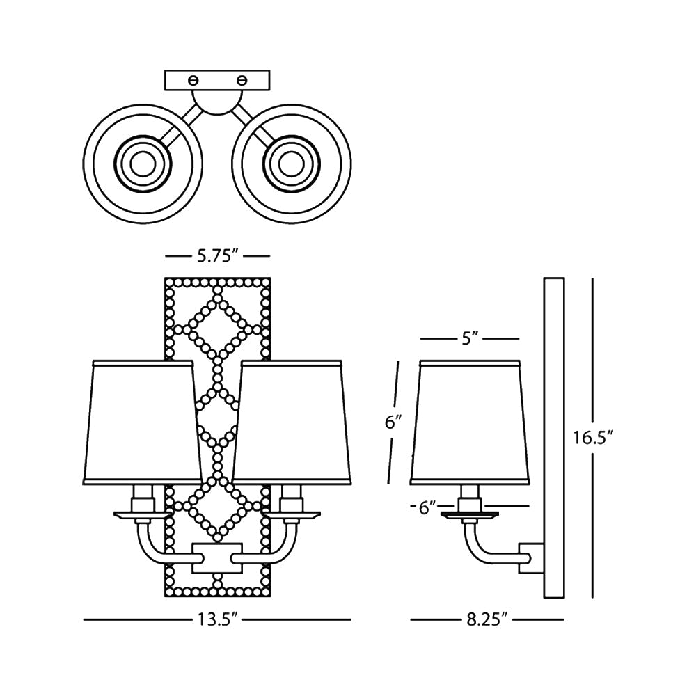 Williamsburg Lightfoot Wall Light - line drawing.