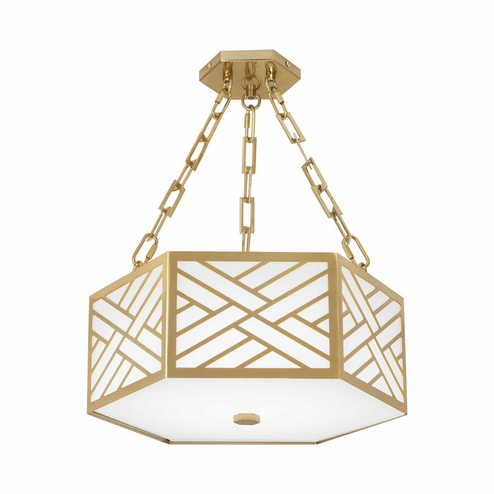 Williamsburg Tazewell LED Semi Flush Mount Ceiling Light in Modern Brass.