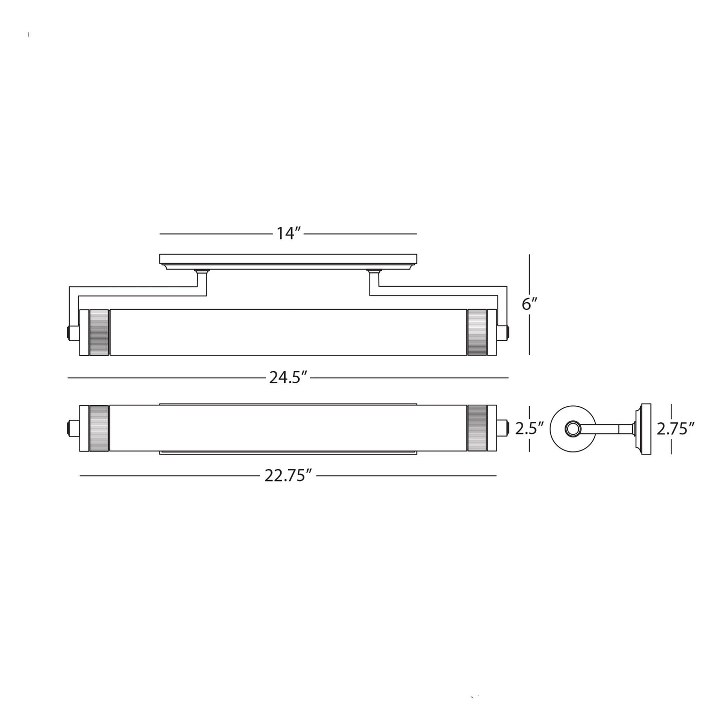 Wyatt Wall Light - line drawing.