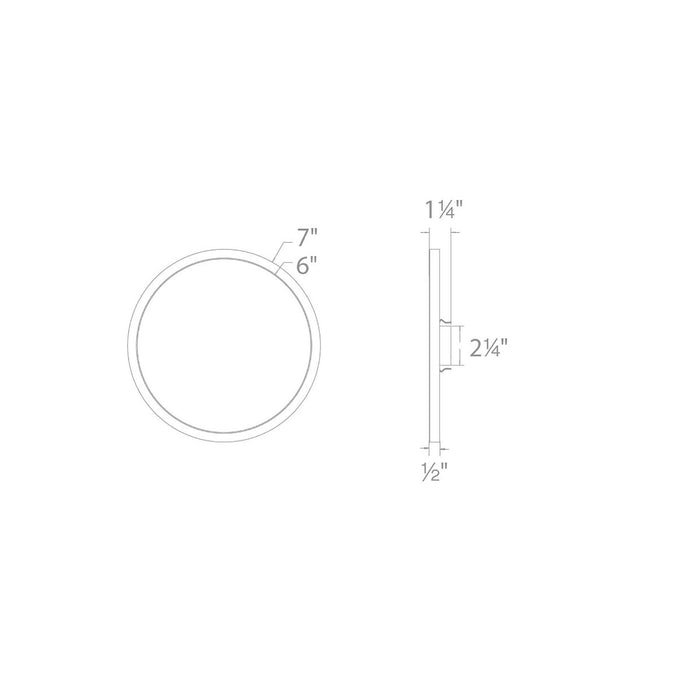 Round LED Ceiling/Wall Light - line drawing.