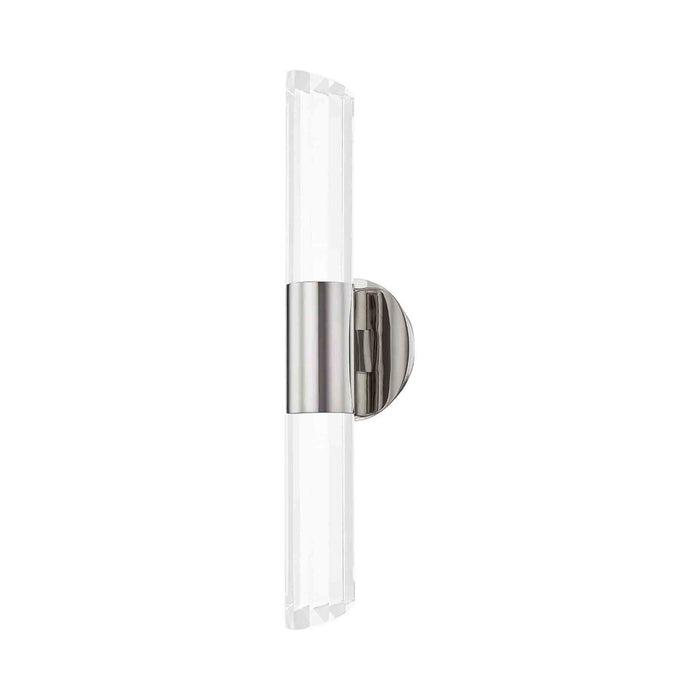 Rowe Double LED Wall Light in Polished Nickel.