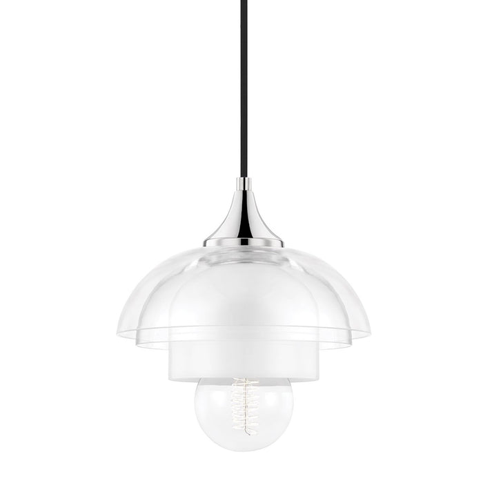 Ruby Pendant Light in Polished Nickel.