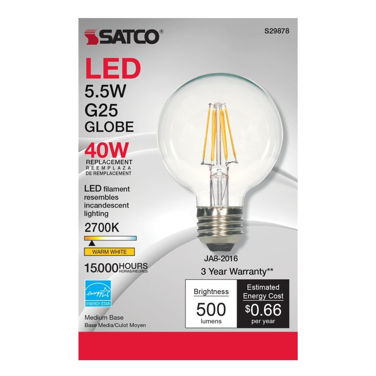 Edison Style Medium Base G Type LED Bulb in Detail.