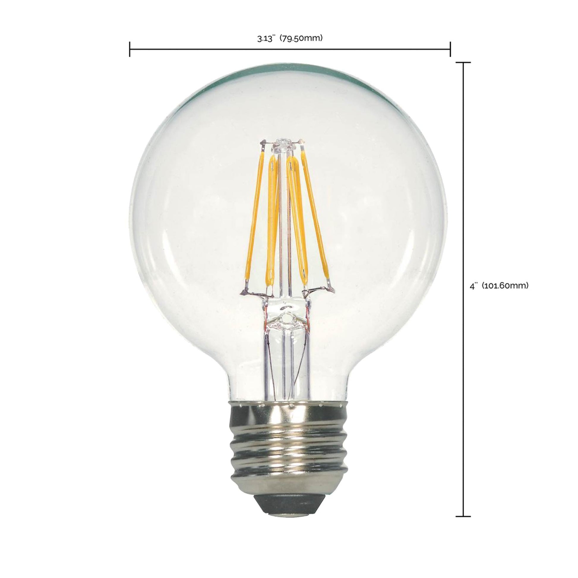 Edison Style Medium Base G Type LED Bulb - line drawing.