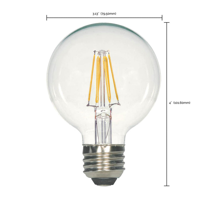 Edison Style Medium Base G Type LED Bulb - line drawing.