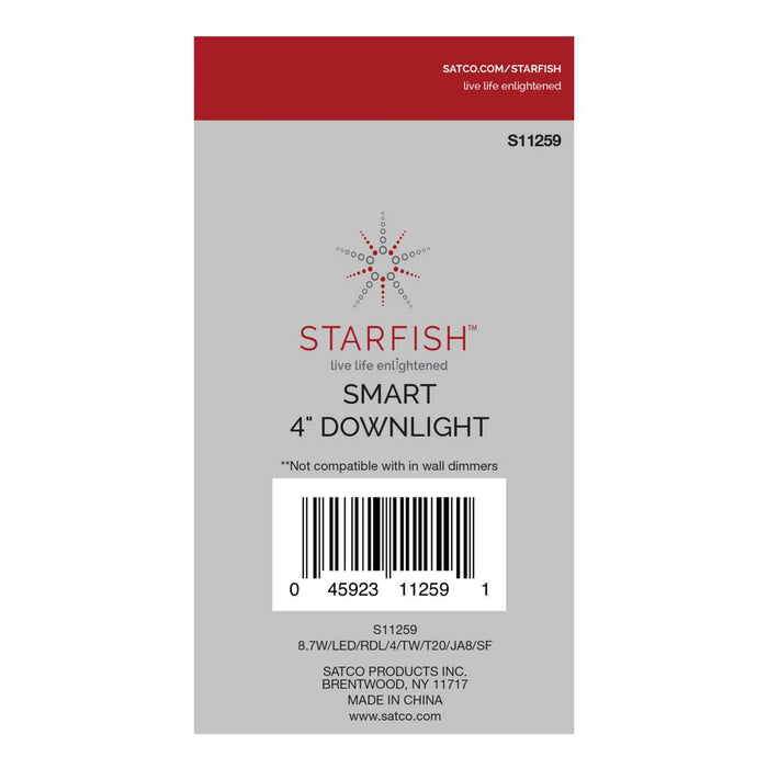 Starfish S11259 Wifi Smart LED Color-Changing 4 Inch Recessed Downlight in Detail.