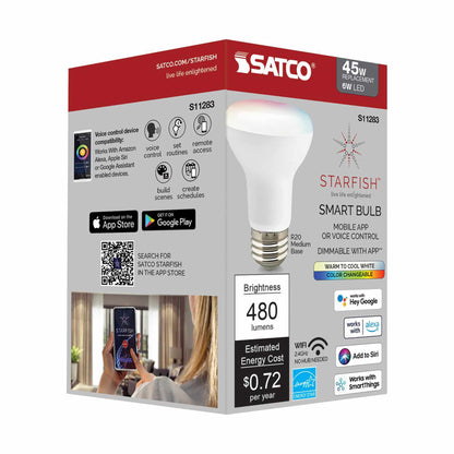 Starfish S11283 - 6 Watts R20 Wifi Smart LED Color-Changing Light Bulb in Detail.