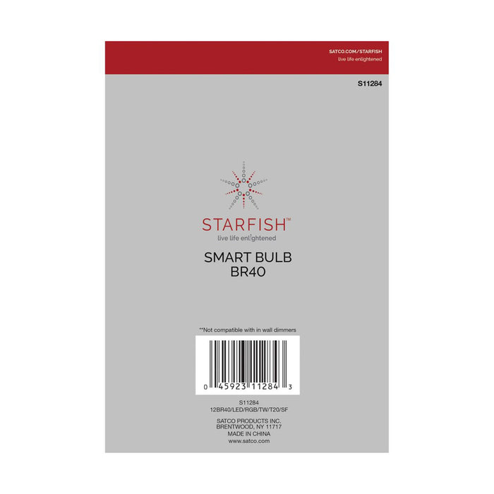 Starfish S11284 - 12 Watts BR40 Wifi Smart LED Color-Changing Light Bulb in Detail.
