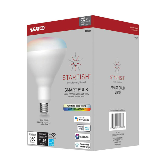 Starfish S11284 - 12 Watts BR40 Wifi Smart LED Color-Changing Light Bulb in Detail.