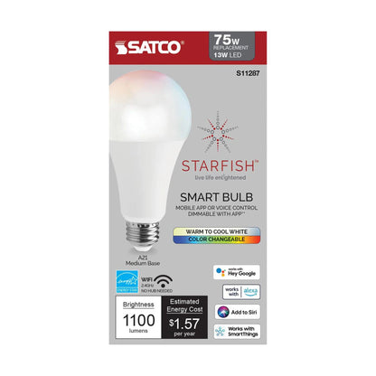 Starfish S11287 - 13 Watts A21 Wifi Smart LED Color-Changing Light Bulb in Detail.