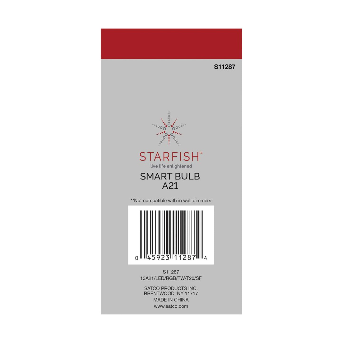 Starfish S11287 - 13 Watts A21 Wifi Smart LED Color-Changing Light Bulb in Detail.