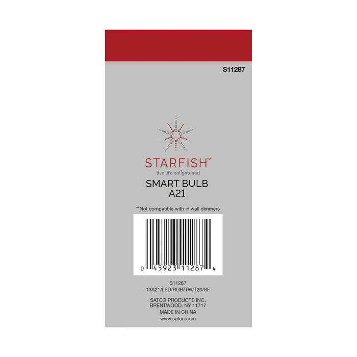 Starfish S11287 - 13 Watts A21 Wifi Smart LED Color-Changing Light Bulb in Detail.