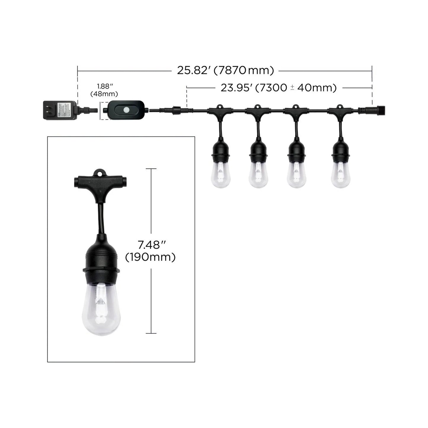 Starfish Wi-Fi Smart RGB And White Tuning LED String Lights - line drawing.