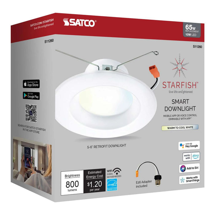 Starfish Wifi Smart LED Color-Changing 5-6 Inch Recessed Downlight in Detail.