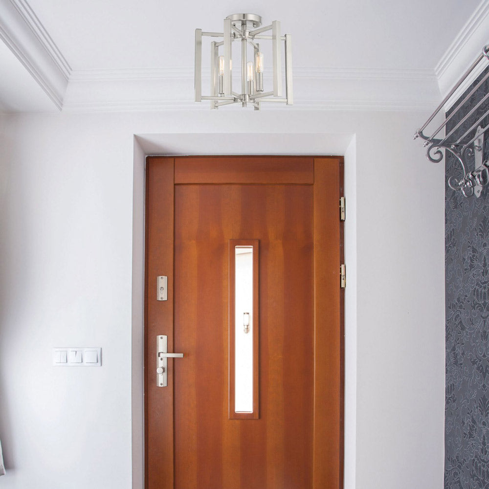 Benson Semi Flush Mount Ceiling Light in living room.