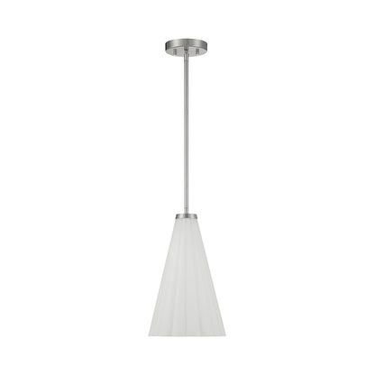 Bristol Pendant Light in Satin Nickel.