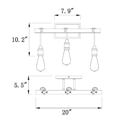 Burgess Vanity Wall Light - line drawing.