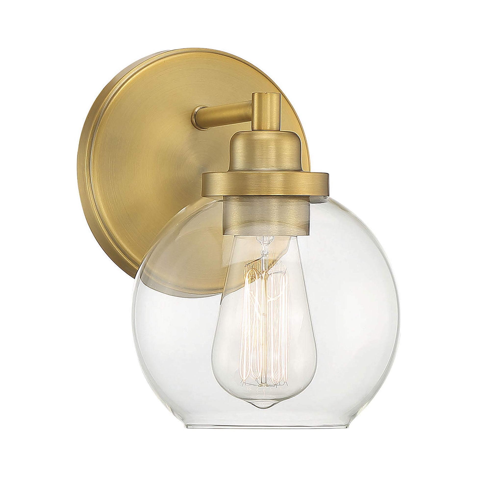 Carson Bath Wall Light in Warm Brass.