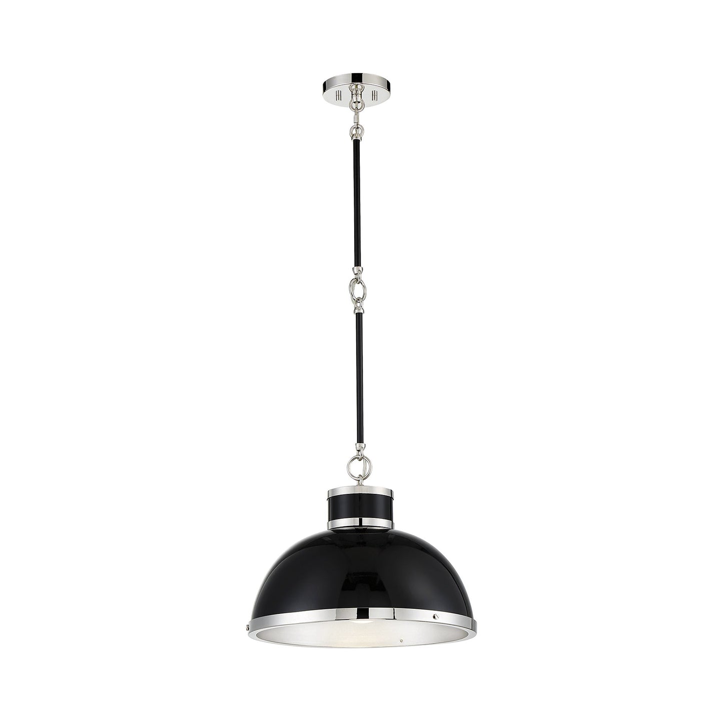 Corning Pendant Light in Black/Polished Nickel.