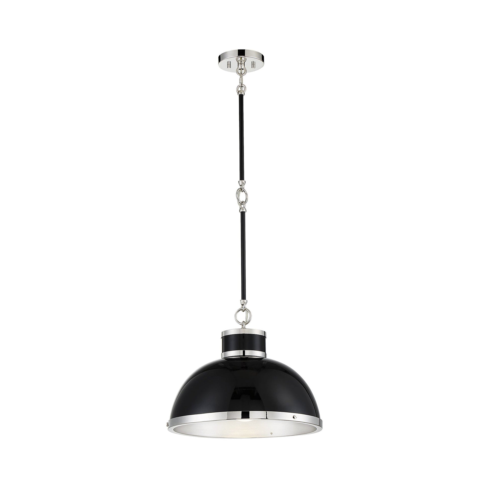 Corning Pendant Light in Black/Polished Nickel.