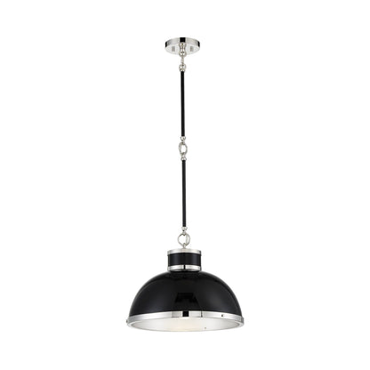 Corning Pendant Light in Black/Polished Nickel.
