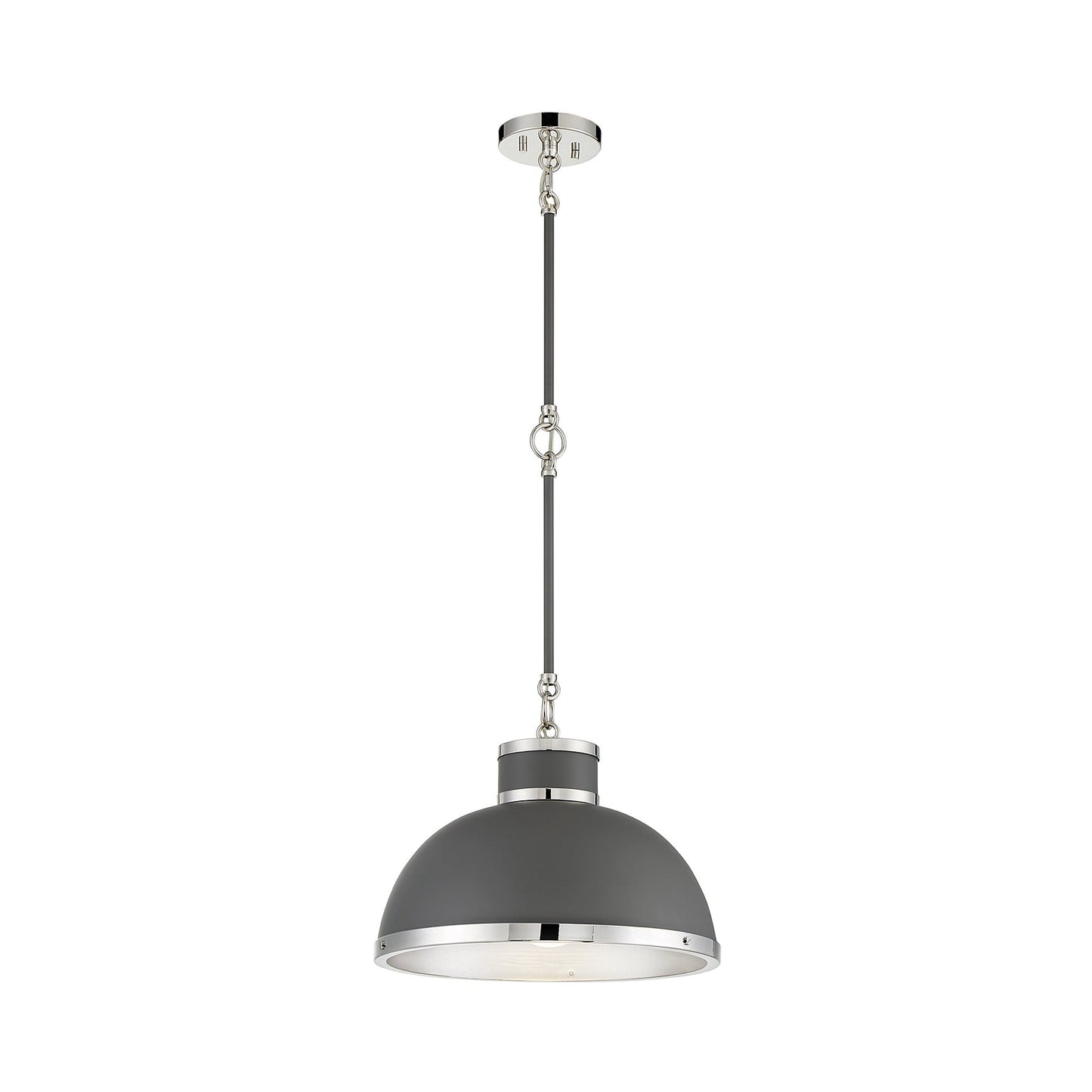 Corning Pendant Light in Gray/Polished Nickel.