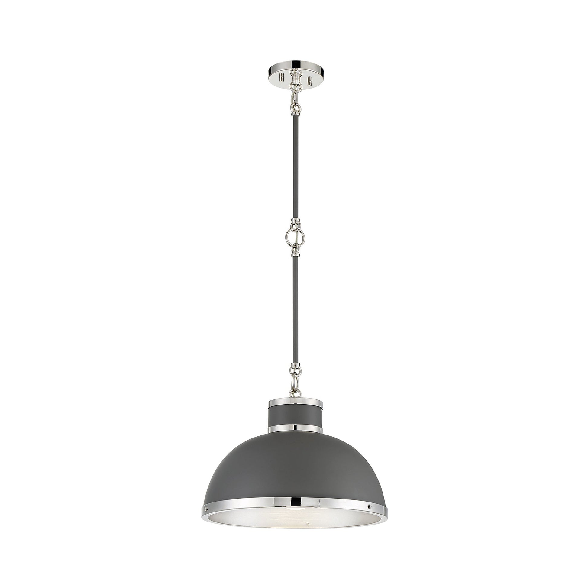 Corning Pendant Light in Gray/Polished Nickel.