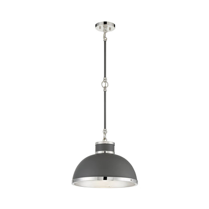 Corning Pendant Light in Gray/Polished Nickel.