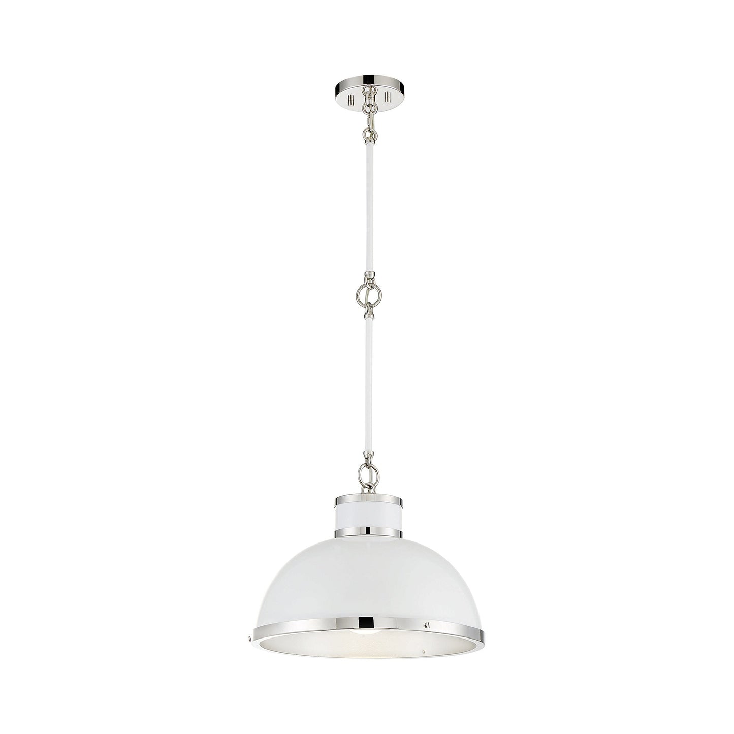 Corning Pendant Light in White/Polished Nickel.
