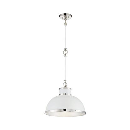 Corning Pendant Light in White/Polished Nickel.