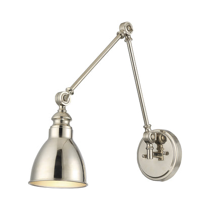 Dakota Adjustable Wall Light in Polished Nickel.