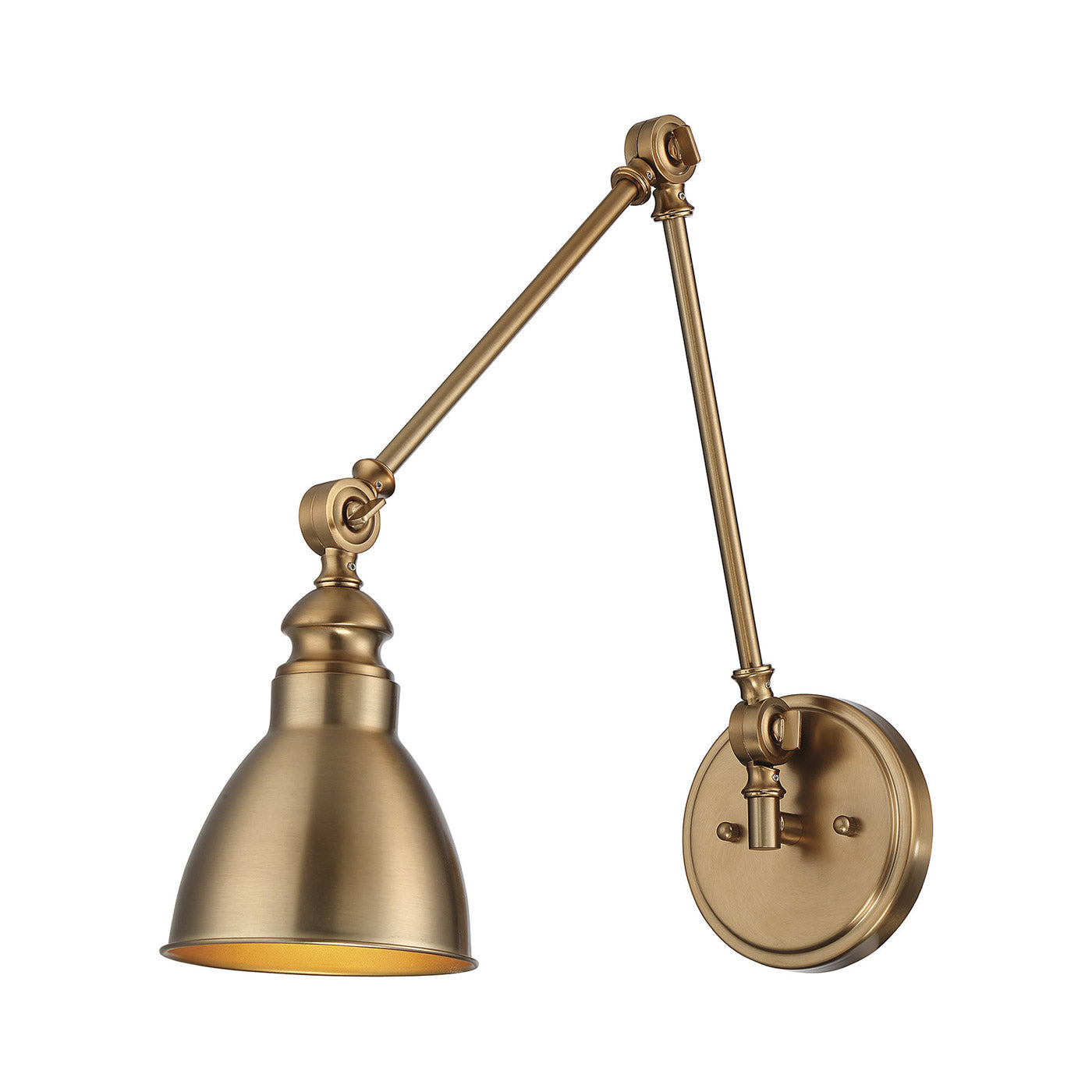 Dakota Adjustable Wall Light in Warm Brass.