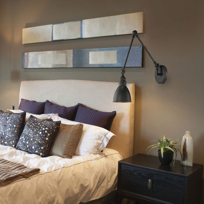 Dakota Adjustable Wall Light in bedroom.