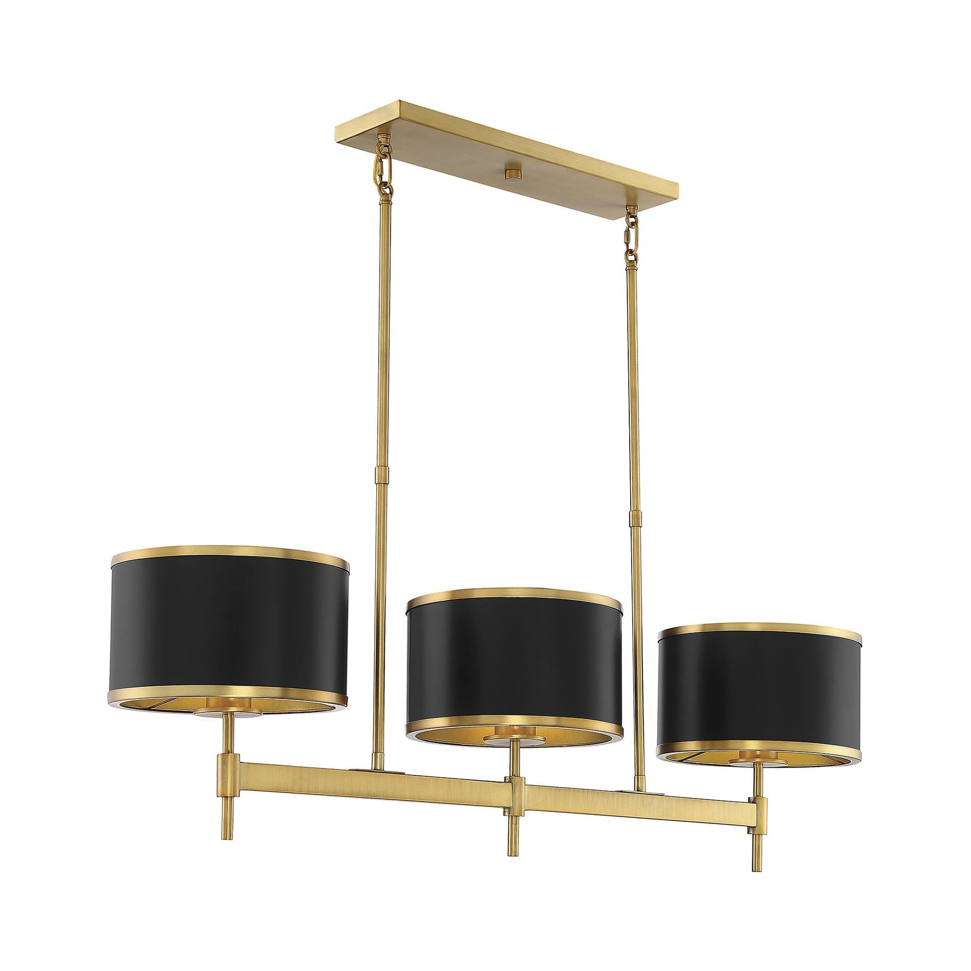 Delphi Linear Pendant Light in Black/Warm Brass.