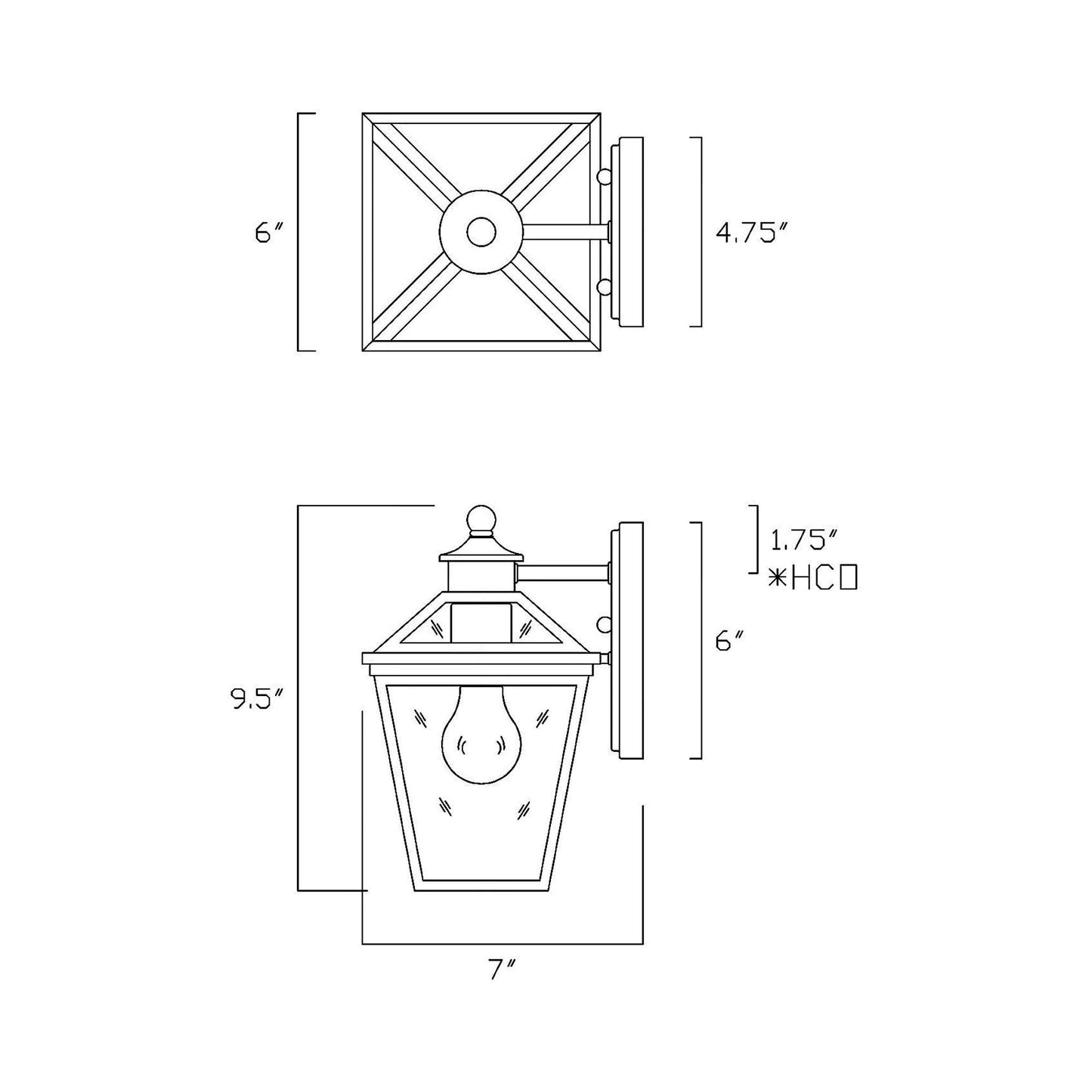 Ellijay Outdoor Wall Light - line drawing.