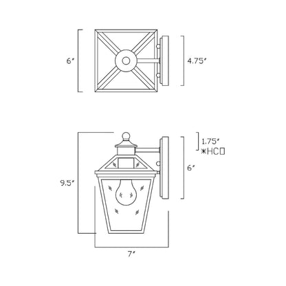 Ellijay Outdoor Wall Light - line drawing.