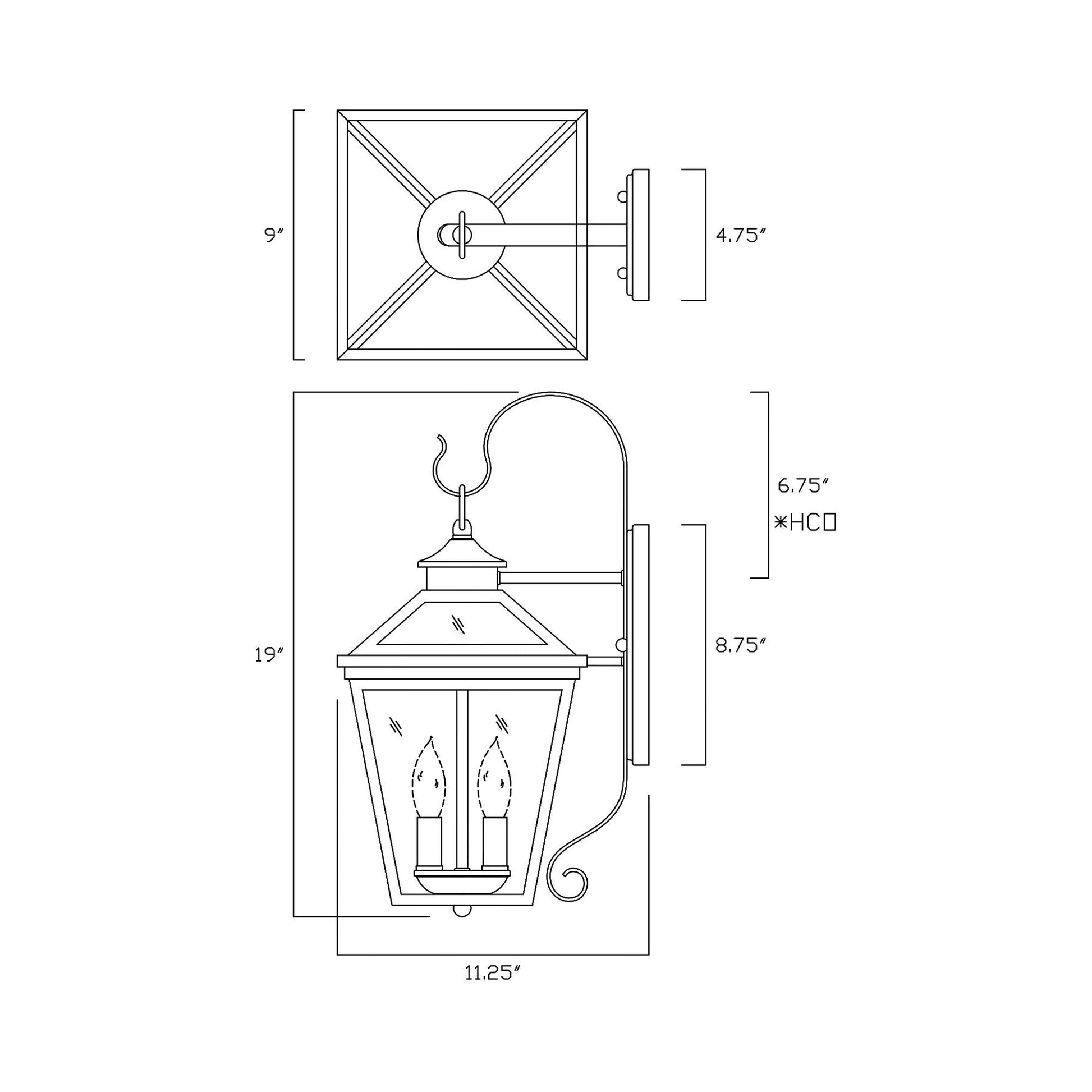 Ellijay Outdoor Wall Light - line drawing.