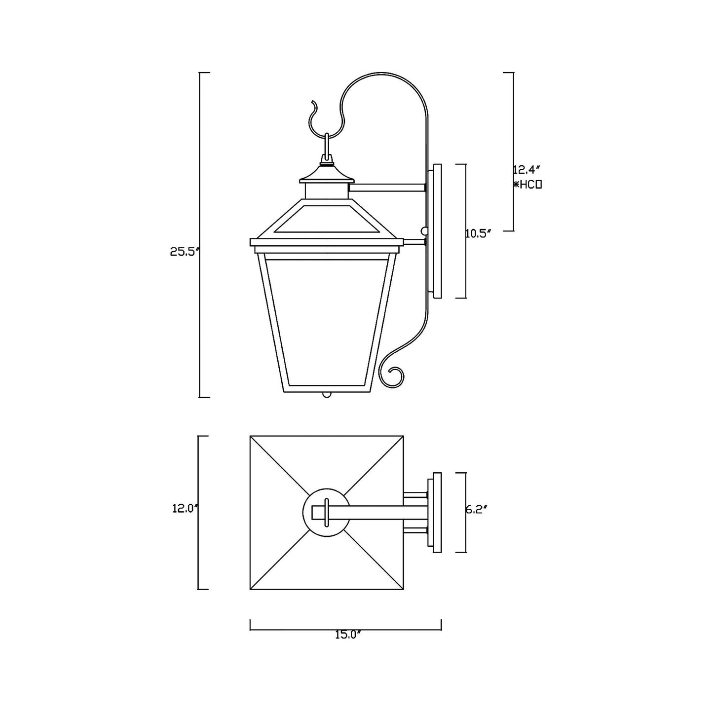 Ellijay Outdoor Wall Light - line drawing.