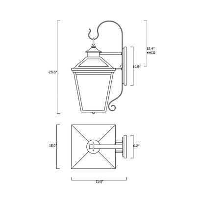 Ellijay Outdoor Wall Light - line drawing.