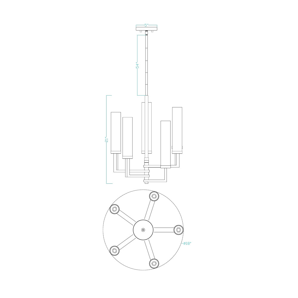 Folsom Chandelier - line drawing.