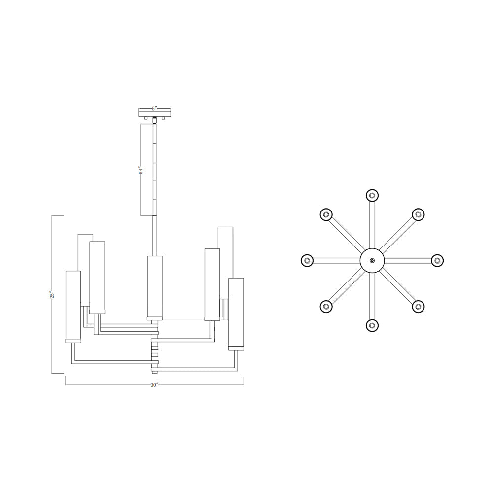 Folsom Chandelier - line drawing.