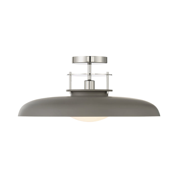 Gavin Semi Flush Mount Ceiling Light in Gray with Polished Nickel Accents.
