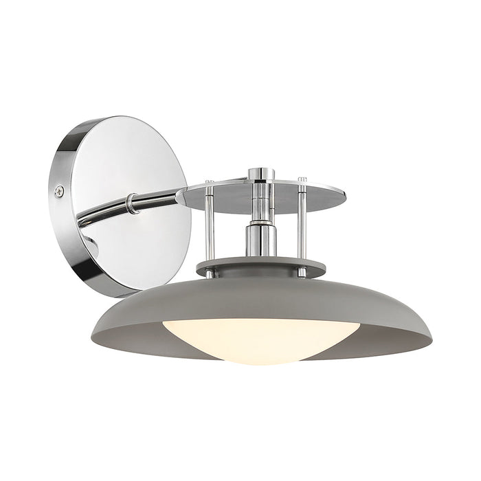 Gavin Wall Light in Gray with Polished Nickel Accents.
