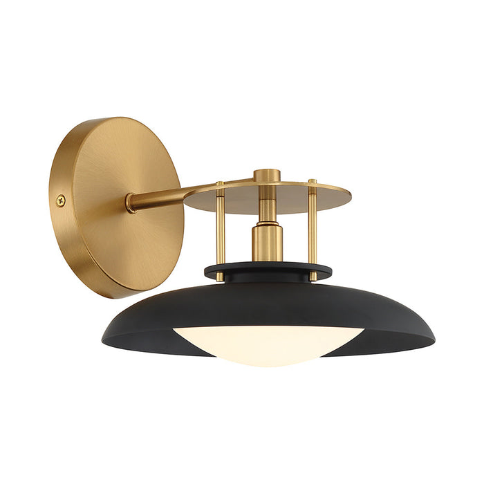 Gavin Wall Light in Matte Black with Warm Brass Accents.