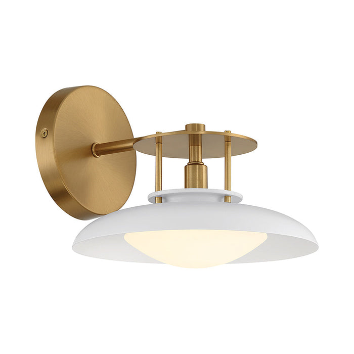 Gavin Wall Light in White with Warm Brass Accents.