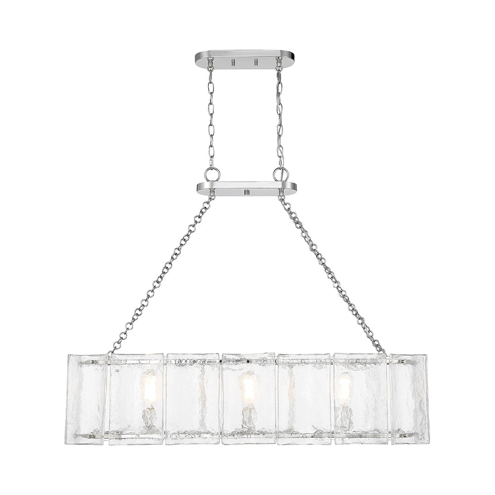 Genry Linear Pendant Light in Polished Nickel.